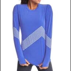 GAP Fit Women's Striped Blue Long Sleeve Tee Size S